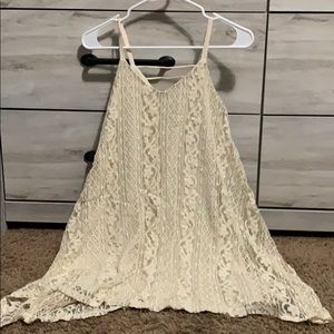 lace spaghetti strap white dress